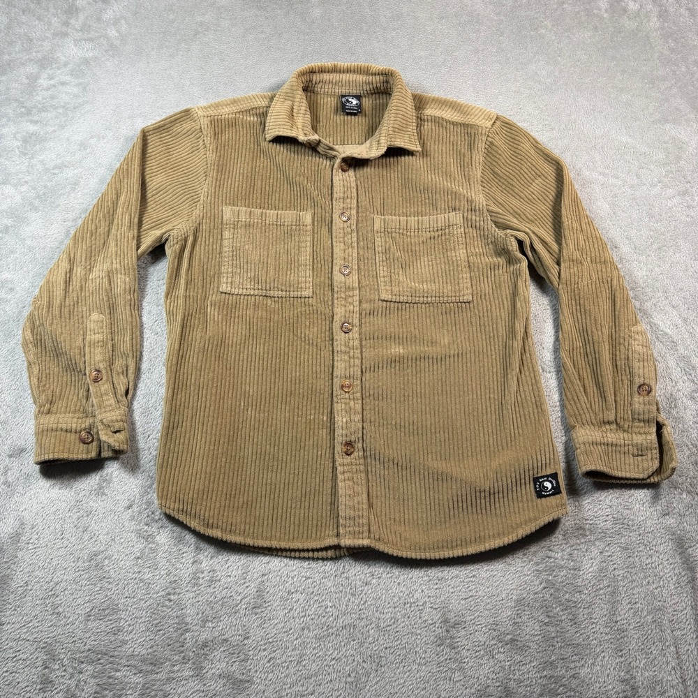 Vintage T&C Surf Thick Corduroy Button Down‎ Shirt Mens Small Tan Long Sleeve